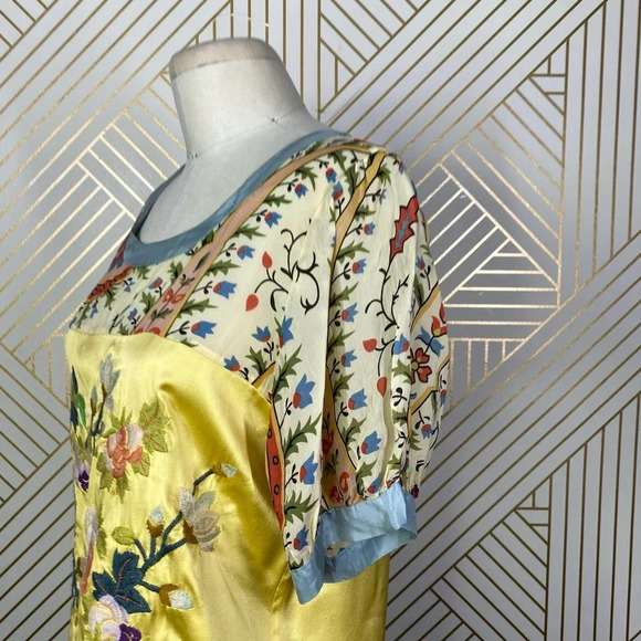 Johnny Was Mistic Paneled & Printed Tunic Top Yellow Floral Size US Small - Picture 5 of 11